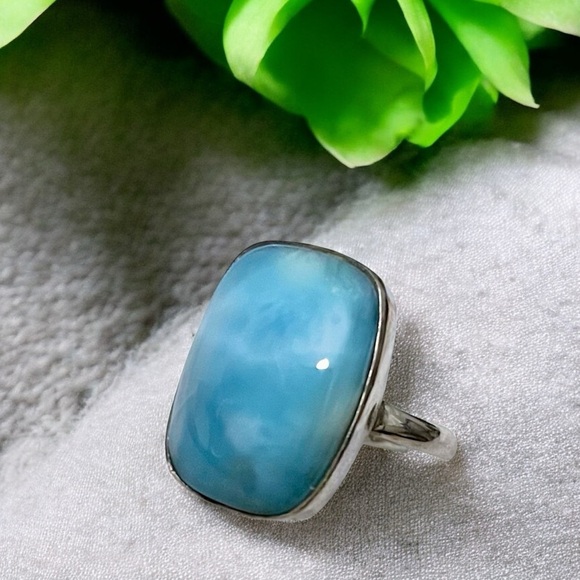 Larimar Sterling Silver Ring 925 Size 8.5